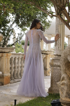 Beaded Tulle Gown with V-Neckline Beaded Tulle Gown with V-Neckline