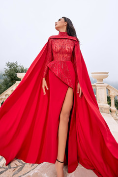 Beaded Cape-Style Gown Beaded Cape-Style Gown