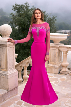 Beaded Crepe and Tulle Gown Beaded Crepe and Tulle Gown
