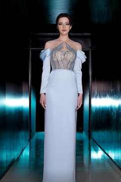 Illusion Neck Column Gown Illusion Neck Column Gown