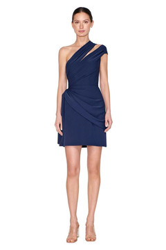 Draped One Shoulder Crepe Dress