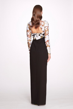 Long Sleeve Embroidery on Tulle Column Gown Long Sleeve Embroidery on Tulle Column Gown