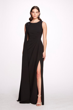 Stretch Crepe Column Gown