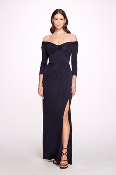 Long Sleeve Silky Matt Jersey Gown