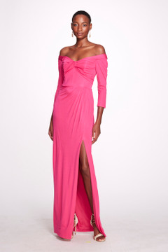 Long Sleeve Silky Matt Jersey  Gown