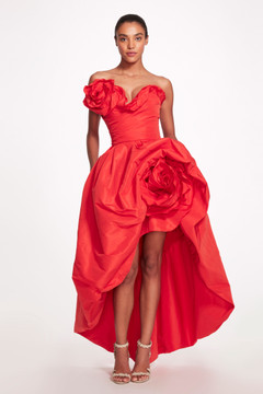 Sculptural High Low Faille Gown