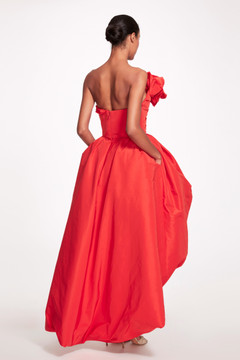 Sculptural High Low Faille Gown