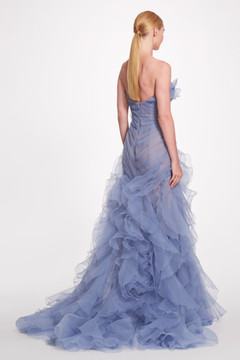 Strapless Textured Organza Ball Gown