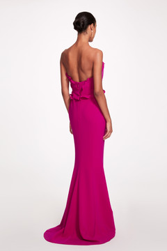 Strapless Stretch Crepe Column Gown