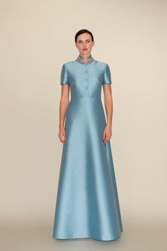 Short Sleeve Mikado Piqué Gown