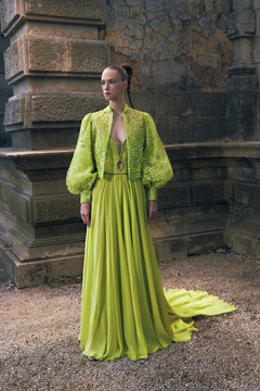 Mousseline Gown with Bomber Jacket Mousseline Gown with Bomber Jacket