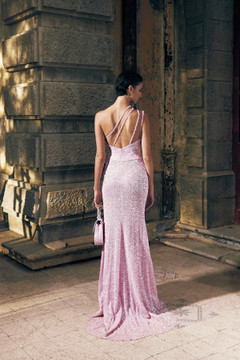 Sequin Cherry Blossom Draped Gown