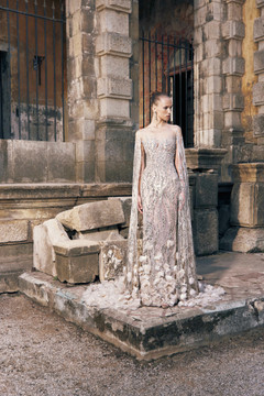Tulle Gown with Statement Cape