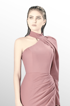One Sleeve -Column Slit Gown One Sleeve -Column Slit Gown