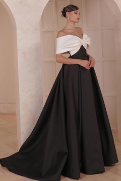 Draped Off Shoulder Ball Gown