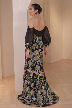 Off Shoulder Gown with Embroidered Lace Off Shoulder Gown with Embroidered Lace
