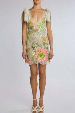 Lace Dress with Appliques