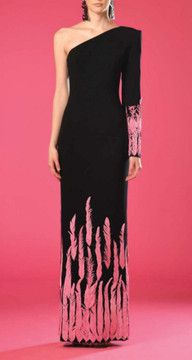 Crepe Gown with Feathers Crepe Gown with Feathers