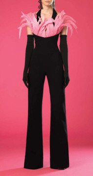 Crepe Jumpsuit with Feathers Crepe Jumpsuit with Feathers