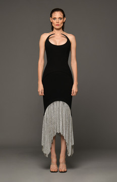 Crêpe Midi Crystal Chainmail Skirt Crêpe Midi Crystal Chainmail Skirt