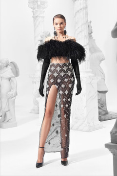 Feathered Top and Beaded Skirt