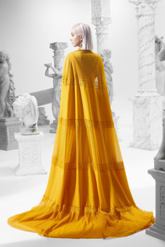 Cutout Embellished Cape Gown Cutout Embellished Cape Gown