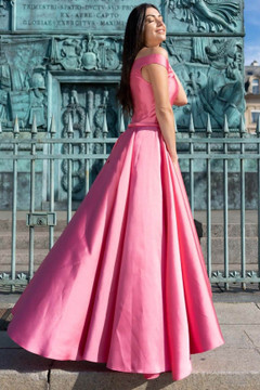Satin Off the Shoulder Gown Satin Off the Shoulder Gown