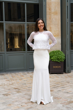 Crepe Gown with Embroidery Crepe Gown with Embroidery