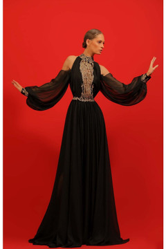 Crepe Georgette and Lace Gown Crepe Georgette and Lace Gown