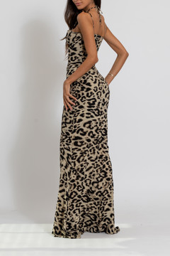 Sleeveless Tiger Print Gown