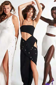 One Shoulder Crepe Gown with Embroidery One Shoulder Crepe Gown with Embroidery