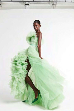 Ruffled Tulle Polka Dot Gown Ruffled Tulle Polka Dot Gown