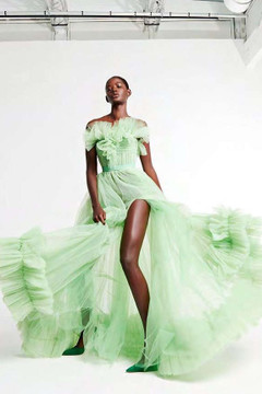 Ruffled Tulle Polka Dot Gown Ruffled Tulle Polka Dot Gown