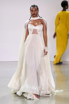 Pleated Silk Chiffon Strapless Gown Pleated Silk Chiffon Strapless Gown