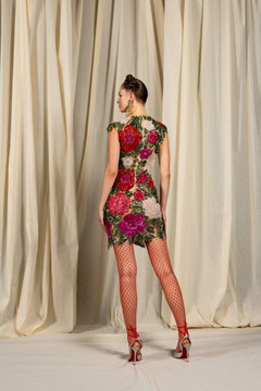 Marchesa Couture Floral Print Silk Twill Drape Cocktail Dress - District 5  Boutique