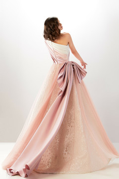 One-Shoulder Draping Bow Gown