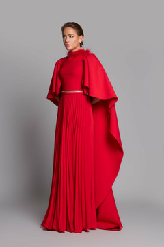 Pleated Cape Gown