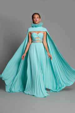 Cut-Out Strapless Gown with Cape Cut-Out Strapless Gown with Cape