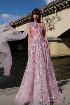 A-Line Draped One Shoulder Gown A-Line Draped One Shoulder Gown