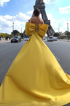 Bow Back Off Shoulder Gown Bow Back Off Shoulder Gown