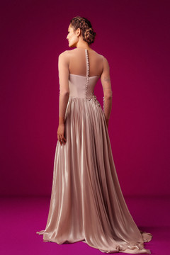Asymmetrical Embroidered Slit Gown Asymmetrical Embroidered Slit Gown