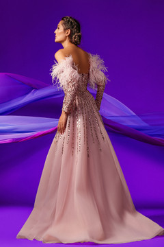 Embroidered Tulle Gown with Over-Skirt Embroidered Tulle Gown with Over-Skirt
