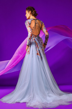 Plunging V-Neck Long Sleeve Gown Plunging V-Neck Long Sleeve Gown