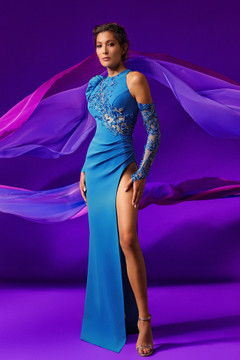 Asymmetrical Crepe Evening Gown Asymmetrical Crepe Evening Gown