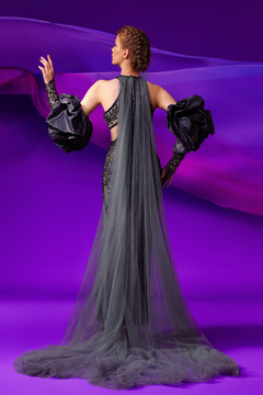 Halter Sheer Black Tulle Gown Halter Sheer Black Tulle Gown