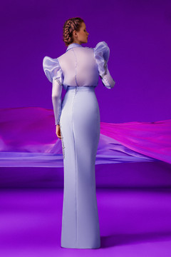 Satin Embroidered Blouse with Skirt Satin Embroidered Blouse with Skirt