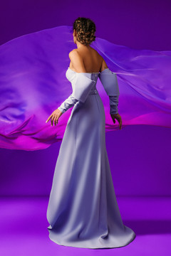 Off Shoulder Beaded Bodice Slit Gown Off Shoulder Beaded Bodice Slit Gown