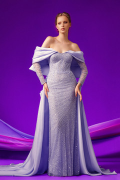 Oversized Back Bow Beaded Gown Oversized Back Bow Beaded Gown
