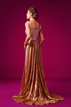 Hand-Beaded Pleated Gown Hand-Beaded Pleated Gown