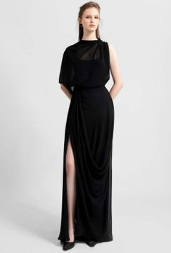 Asymmetrical Chiffon Slit Gown